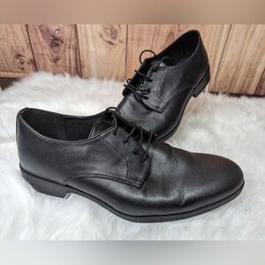 H & M  Men's Black Looks Leather GEORGE Lace Up Round Toe Evening 7.5 / 40